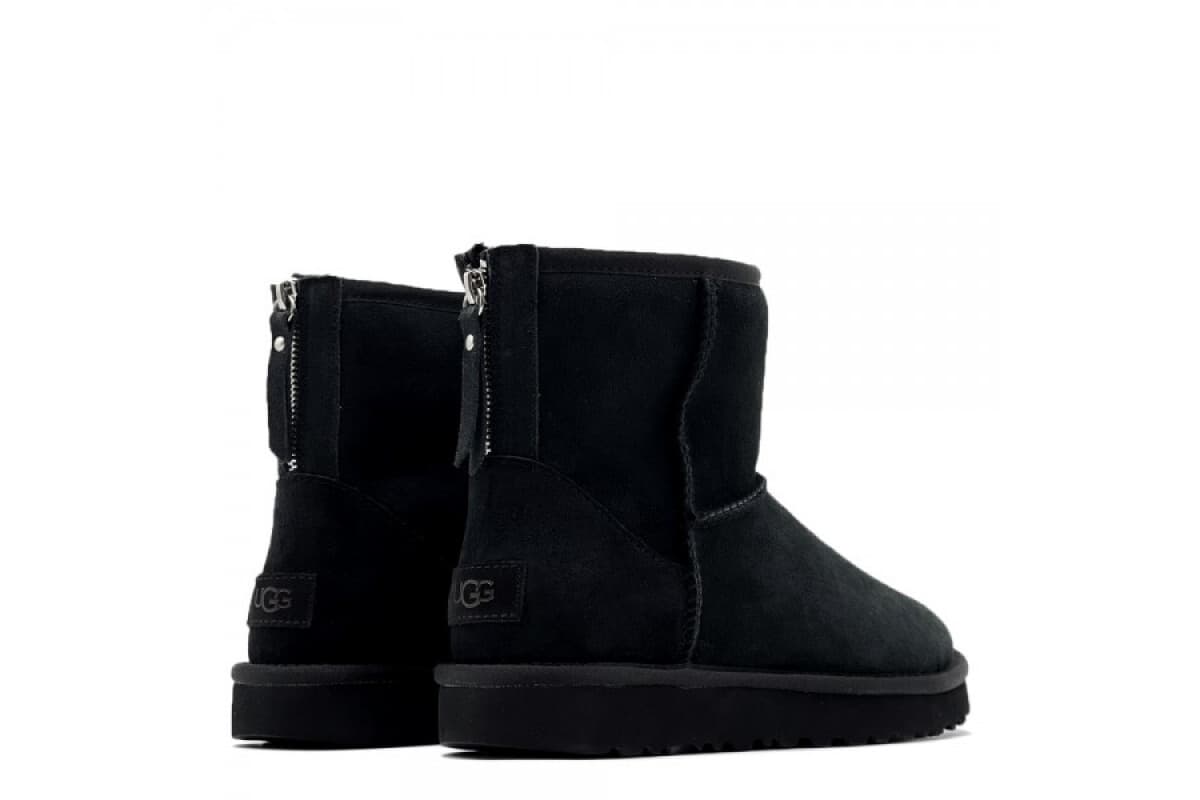 UGG Classic Mini Zip II Black (без камней) Чёрный — фото 1