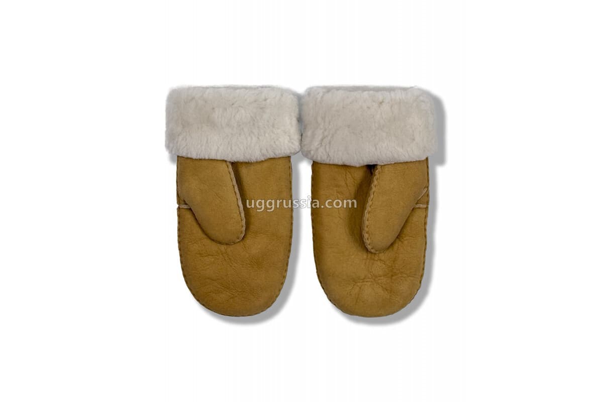 UGG Варежки Кожаные Женские Коричневый — фото 2