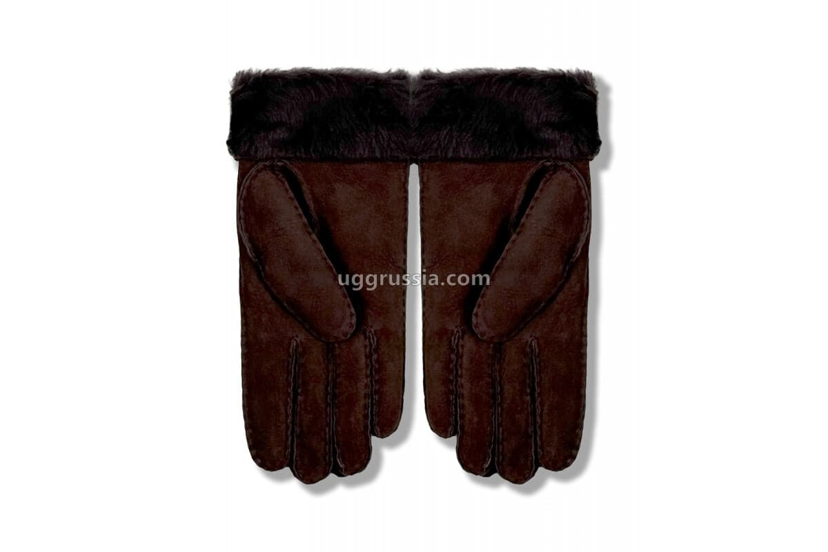 UGG Перчатки Кожаные Женские Коричневый — фото 2